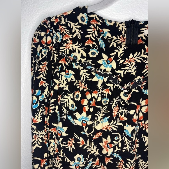 H&M Black Floral Long Sleeve Mini Dress - Size 6 (US) - Picture 4 of 8